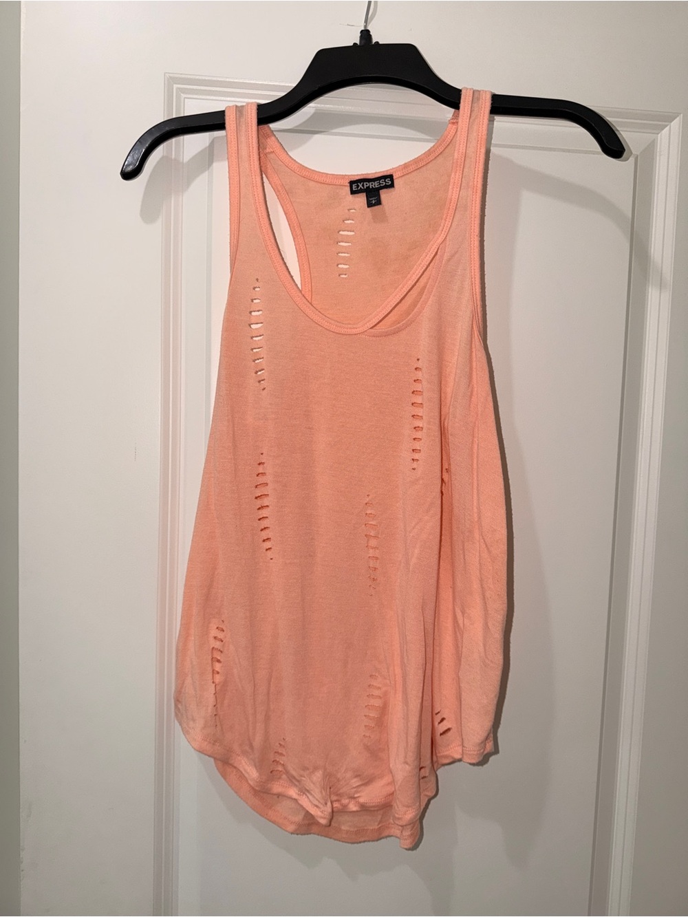 Express Peach Distressed Racerback Tank